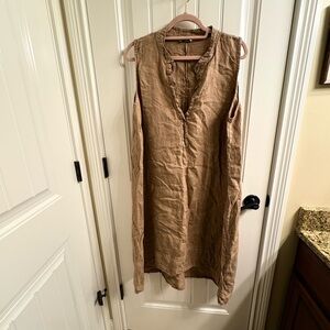 Rosemarine Italy Brown/Tan Sleeveless Linen Dress Swim Cover Up Size 1X